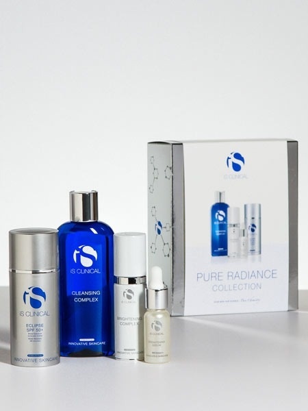 IS Clinical Pure Radiance Collection Zestaw na przebarwienia Żel 180 ml + Krem 30 g + Serum 15 ml + Krem ochronny 100 g