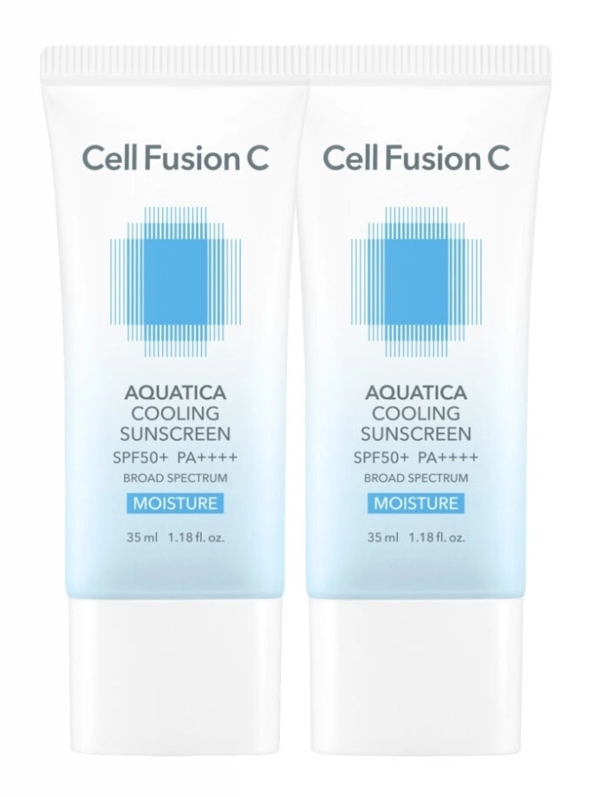 Cell Fusion C Aquatica Cooling Sunscreen SPF50+ PA++++ Krem chłodząco-nawilżający SPF50+ (UVA, UVB, HEV) 2x 35 ml