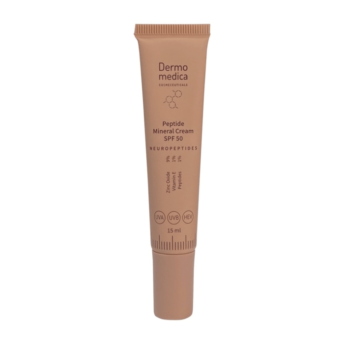 Dermomedica Peptide Mineral Cream Peptydowy krem z wysoką ochroną mineralną z tlenkiem cynku, witaminą E i peptydami SPF50 15 ml