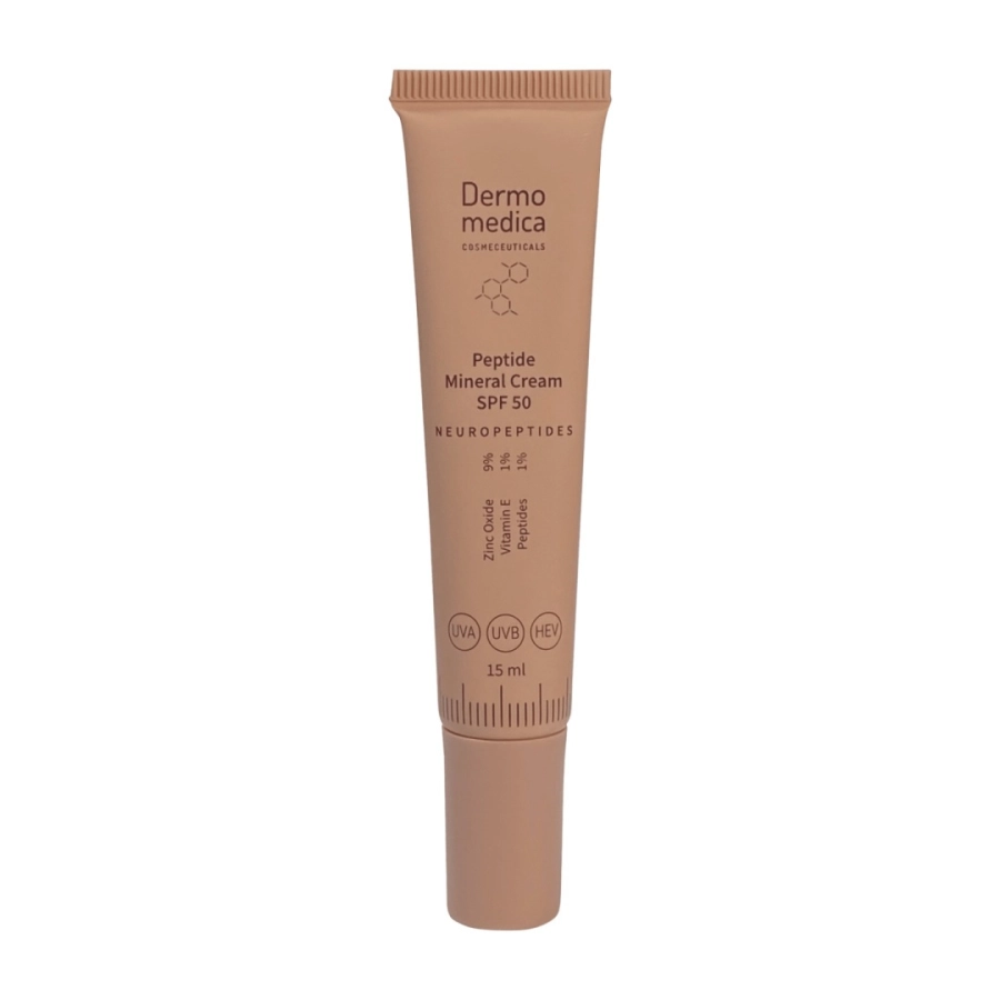 Dermomedica Peptide Mineral Cream Peptydowy krem z wysoką ochroną mineralną z tlenkiem cynku, witaminą E i peptydami SPF50 15 ml