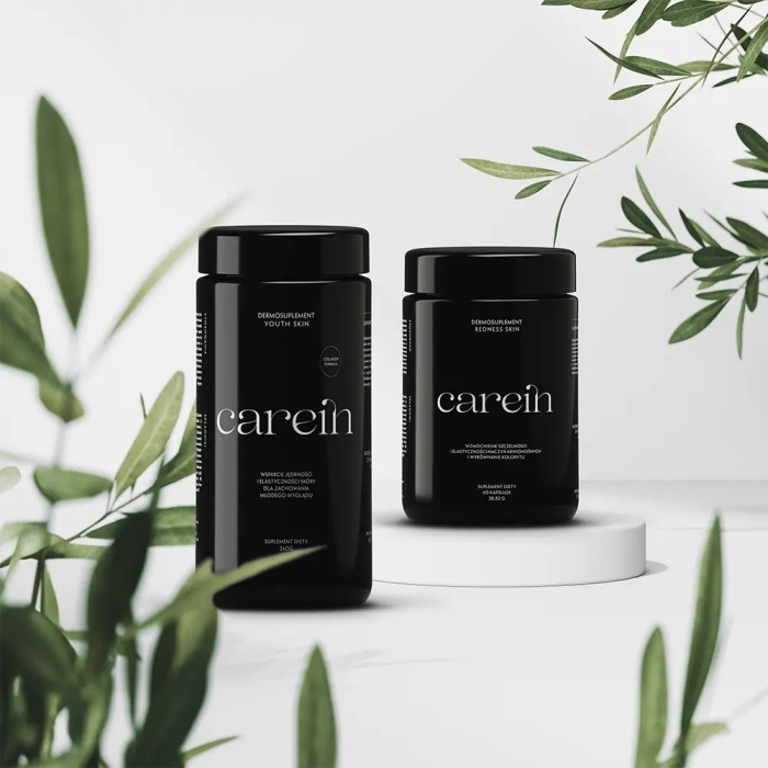 Carein Redness Skin + Youth Skin ZESTAW Dla skóry naczyniowej ze zmarszczkami 60 kaps + 240 g