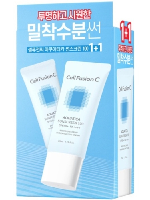 Cell Fusion C Aquatica Sunscreen 100 SPF50+ / PA ++++ ZESTAW Wyciszający i nawilżający krem z fotoprotekcją 2 x 35 ml