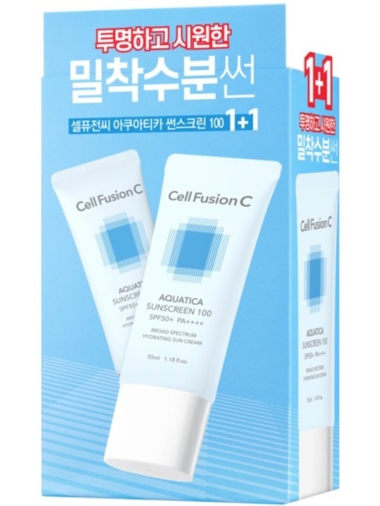 Cell Fusion C Aquatica Sunscreen 100 SPF50+ / PA ++++ ZESTAW Wyciszający i nawilżający krem z fotoprotekcją 2 x 35 ml