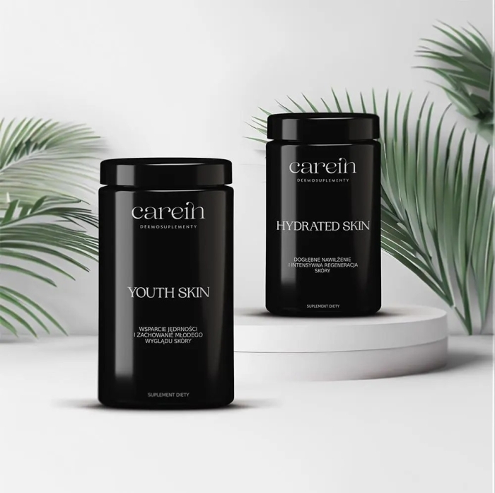 Carein Hydrated Skin + Youth Skin ZESTAW Nawilżona i jędrna skóra 90 kaps + 240g