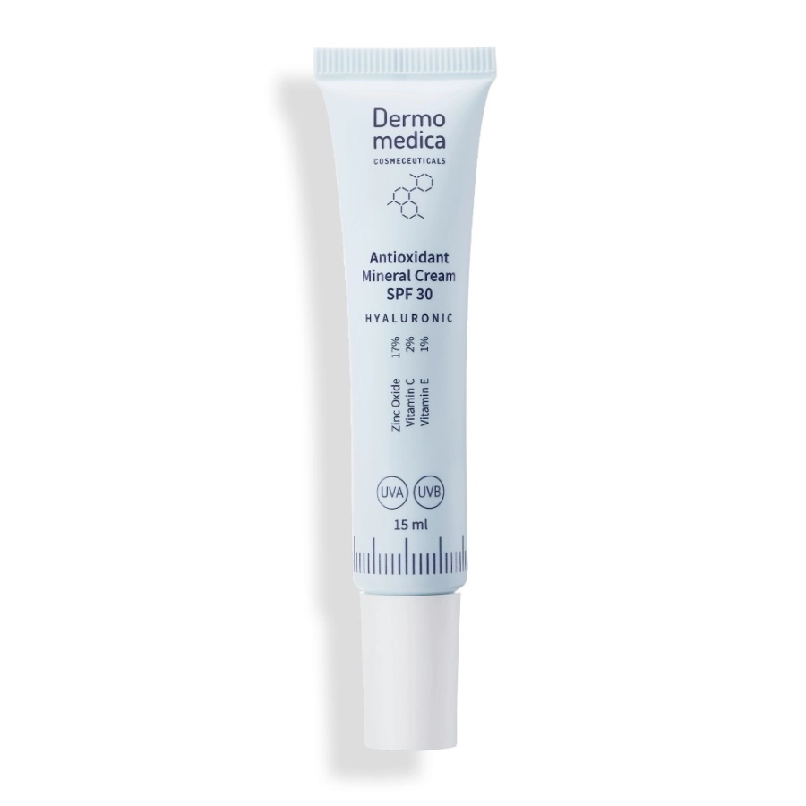 Dermomedica Antioxidant Mineral Cream Mineralny krem fotoprotekcyjny SPF 30 z cynkiem, witaminą C i witaminą E 15 ml