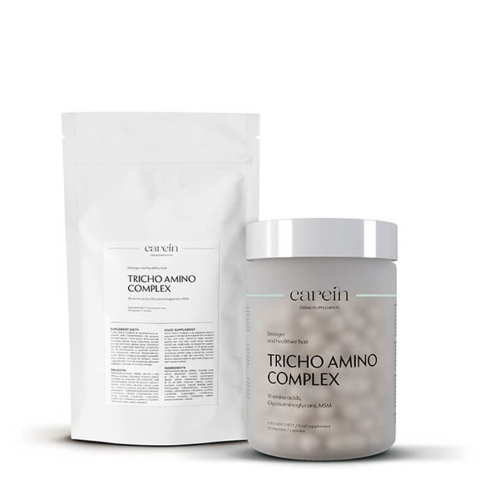 Carein Tricho Amino Complex 60 Days ZESTAW Wzmocnienie cienkich, łamliwych włosów 120 kapsułek + Uzupełnienie x1/ 240 kaps.