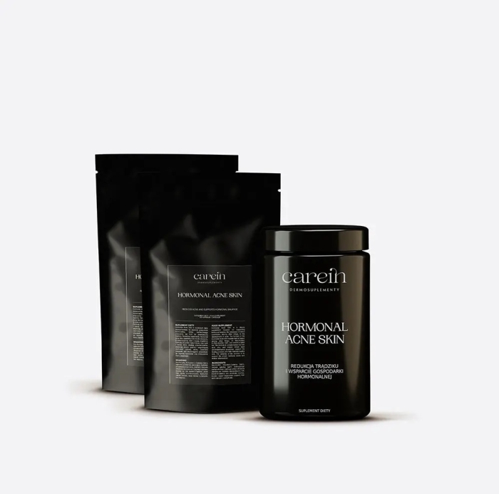 Carein Hormonal Acne Skin 90 DAYS ZESTAW Kuracja 90 dni:Gładka skóra bez trądziku hormonalnego 120 kaps+Uzupełnienie x2/360 kaps