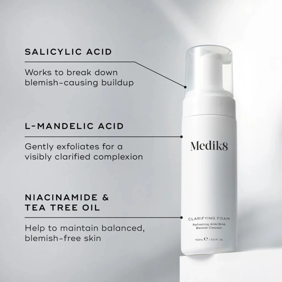 Medik8 Clarifying Foam Bezolejowa pianka oczyszczająca z kwasami AHA/BHA 150 ml