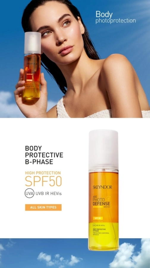 Skeyndor Age Photo Defense Body Protective B-Phase Oil SPF 50 Dwufazowy olejek ochronny do ciała SPF50 200 ml