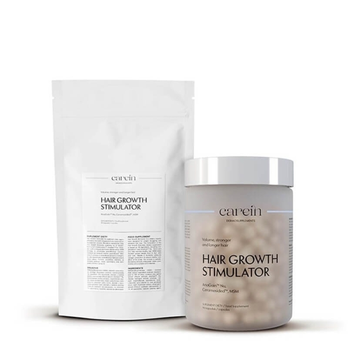 Carein Hair Growth Stimulator 60 days ZESTAW Telogenowe wypadanie włosów 90 kapsułek + Uzupełnienie x1/ 180 kapsułek