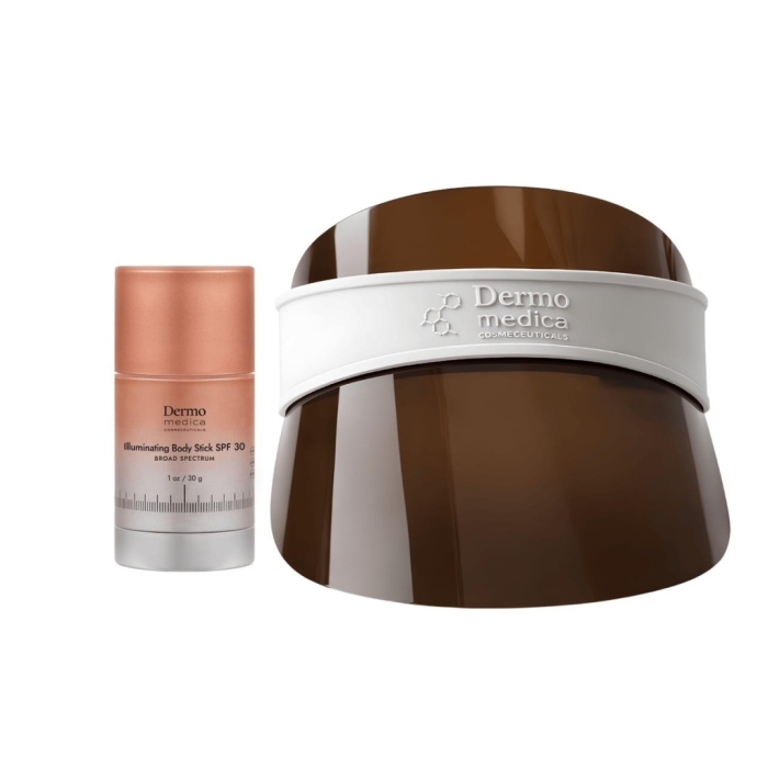 Dermomedica Zestaw UV Cap Brown + Illuminating Body Stick SPF 30