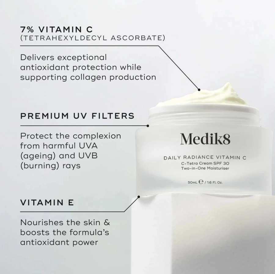 Medik8 Daily Radiance Vitamin C Krem nawilżający z witaminą C i ochroną przeciwsłoneczną SPF 30 50 ml