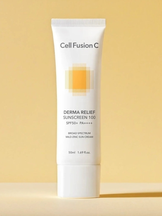 Cell Fusion C Derma Relief Sunscreen 100 SPF 50+/PA ++++ Krem nawilżający z ochroną przeciwsłoneczną dla całej rodziny 50 ml
