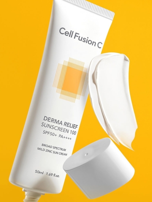 Cell Fusion C Derma Relief Sunscreen 100 SPF 50+/PA ++++ Krem nawilżający z ochroną przeciwsłoneczną dla całej rodziny 50 ml