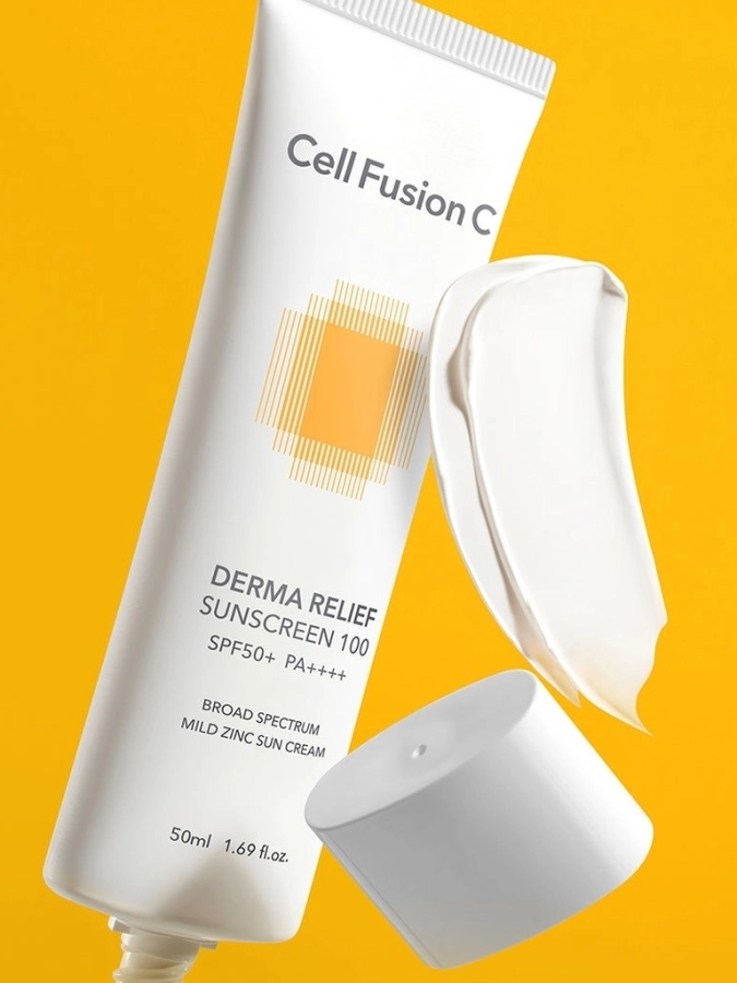 Cell Fusion C Derma Relief Sunscreen 100 SPF 50+/PA ++++ Krem nawilżający z ochroną przeciwsłoneczną dla całej rodziny 50 ml