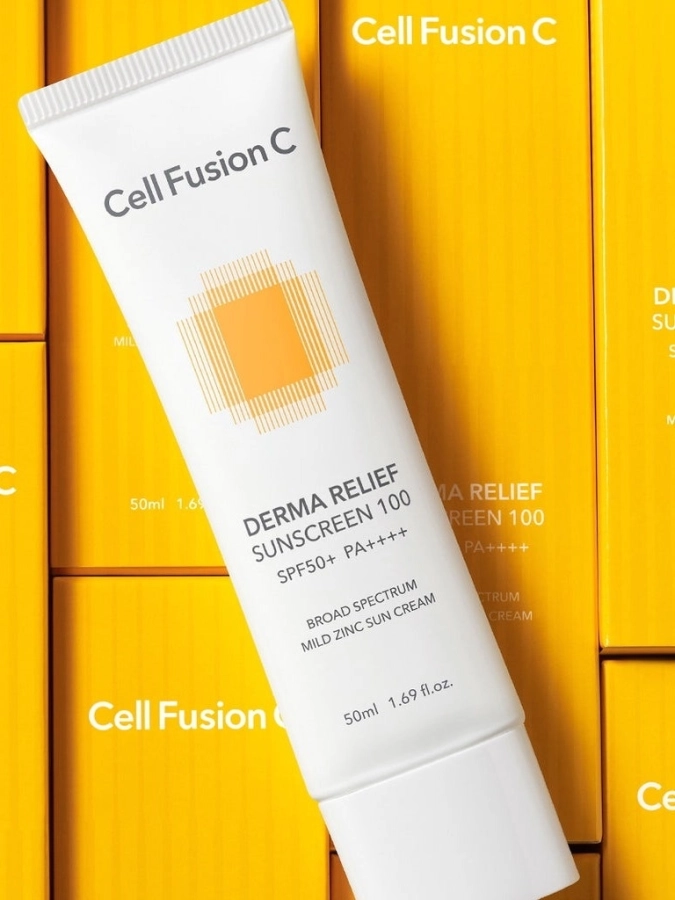 Cell Fusion C Derma Relief Sunscreen 100 SPF 50+/PA ++++ Krem nawilżający z ochroną przeciwsłoneczną dla całej rodziny 50 ml