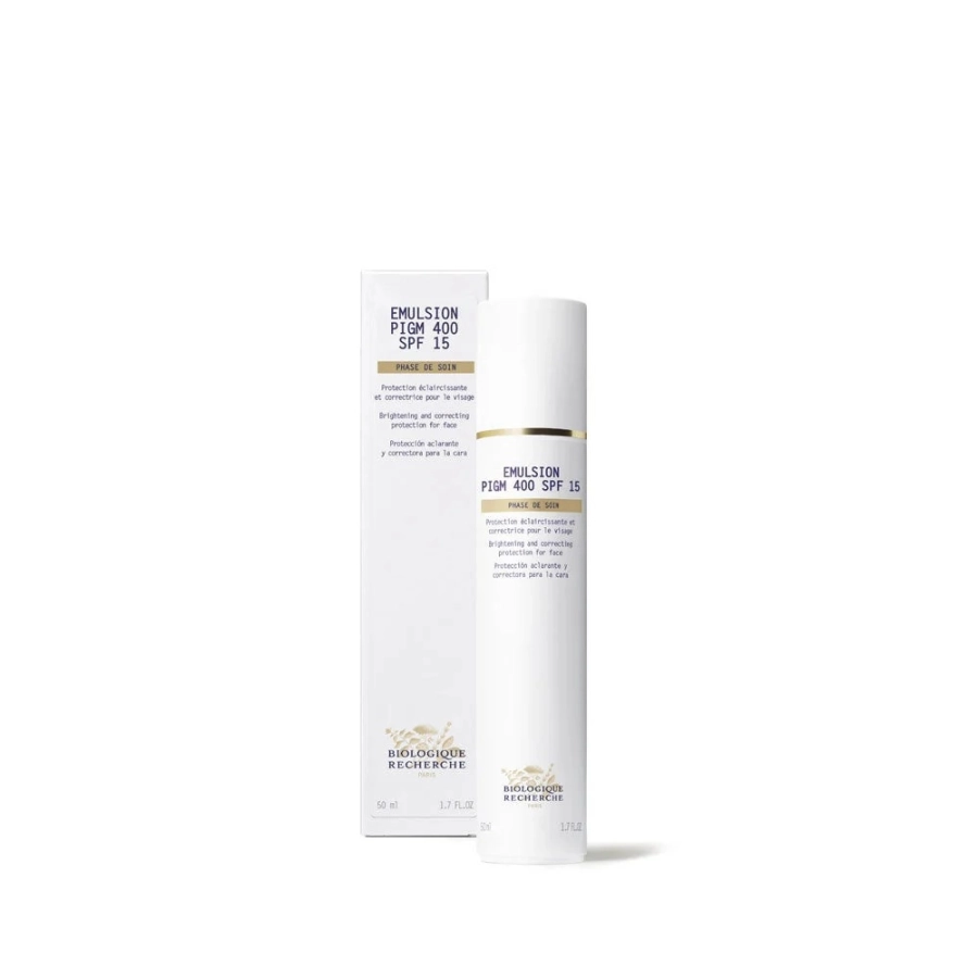 Biologique Recherche Emulsion PIGM 400 SPF 15 Rozjaśniająca emulsja zapewniająca ochronę przeciwsłoneczną 50 ml
