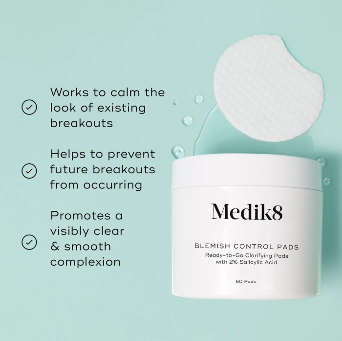 Medik8 Blemish Control Pads Bezalkoholowe płatki złuszczające dla skóry problematycznej 60 szt.