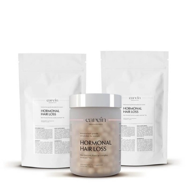 Carein Hormonal Hair Loss 90 Days ZESTAW Łysienie androgenowe żeńskie 120 kapsułek + Uzupełnienie x 2/ 360 kaps.